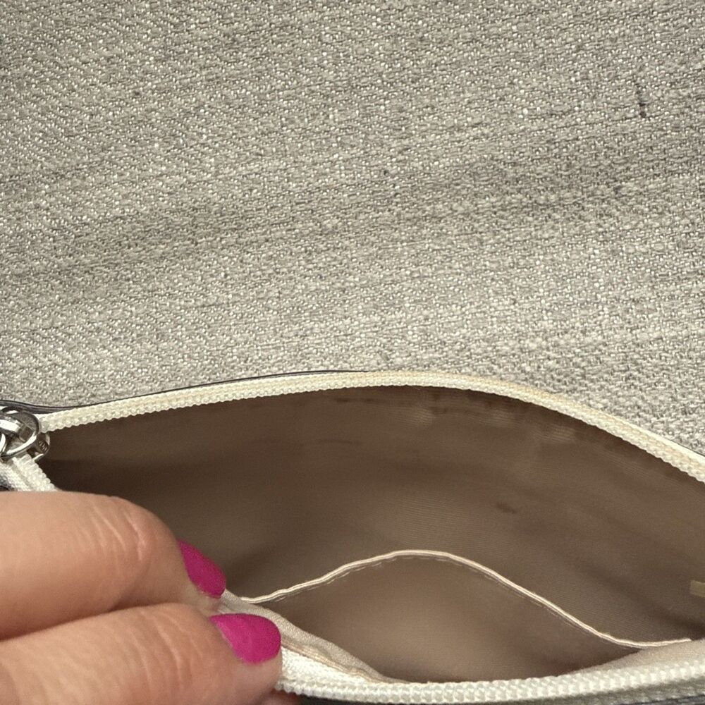 Coach Ivory Perforated Signature Leather Wristlet Pouch Zip Clutch Y2K - Picture 10 of 11